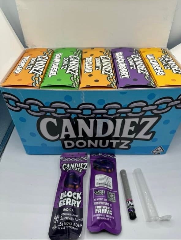 Candiez Donutz - Hash Holes -  Live Resin Infused Top Shelf Glass Tip Pre-Rolls [2G Premium Flower] + [.5G Nova Rosin]
